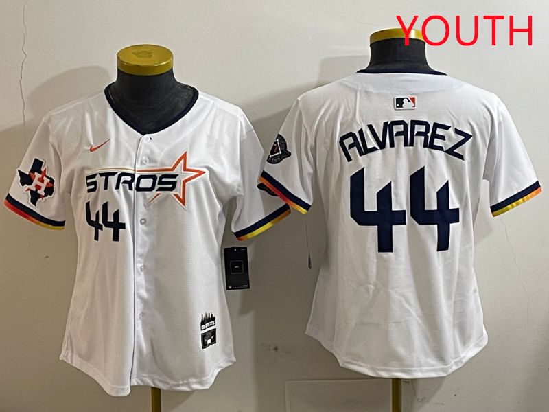 Youth Houston Astros #44 Alvarez White three generations Joint Name Nike 2025 MLB Jersey style 8